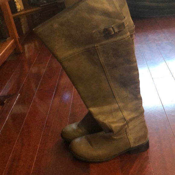 Knee High Distressed Riding Boots - Picture 1 of 5